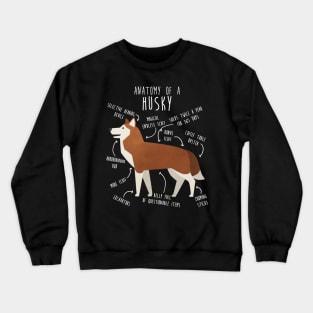 Red Siberian Husky Dog Anatomy Crewneck Sweatshirt